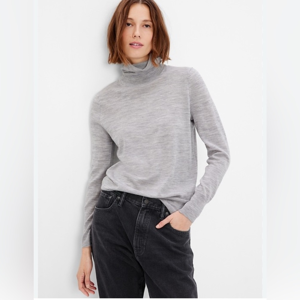 Gap merino Gray woman Turtleneck Sweater Xs 100% merino wool